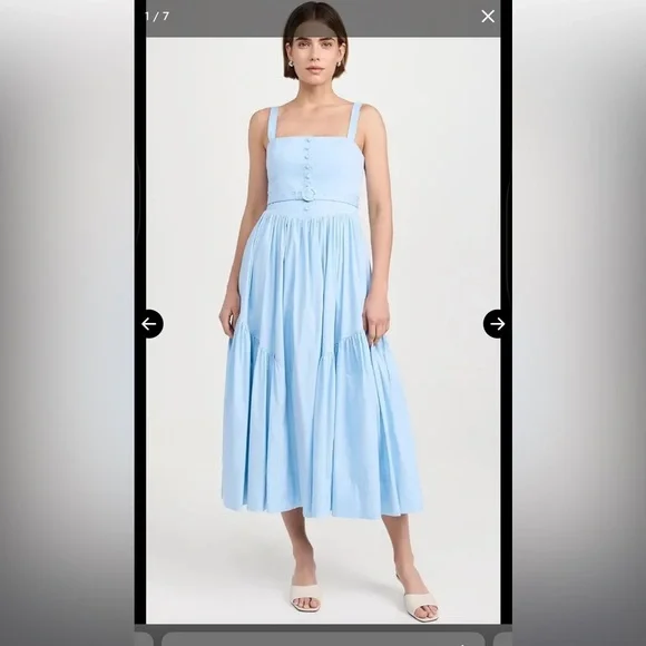 Cinq à Sept Amber Tiered Midi Dress size 8 beautiful blue starlight color - Picture 2 of 5